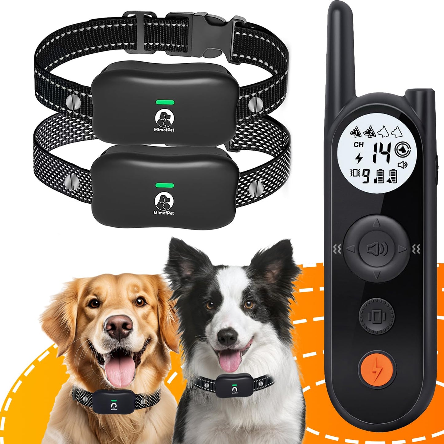 Mimofpet X3-Wireless Dog Fence Collar For 2 Dogs-Black,Fence And Dog Training 2 In 1