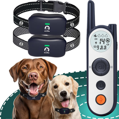 Mimofpet X3-Wireless Dog Fence Collar For 2 Dogs-Blue,Fence And Dog Training 2 In 1